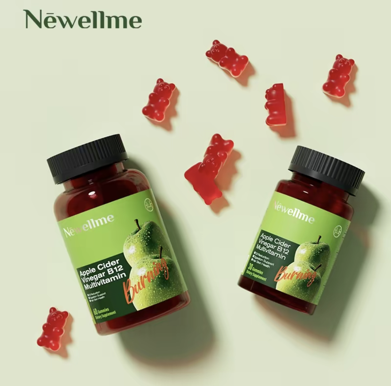 Apple Cider Vinegar Gummies with Vitamin B12 - Supports Energy, Gut Health, Digestion, Detox & Cleansing
