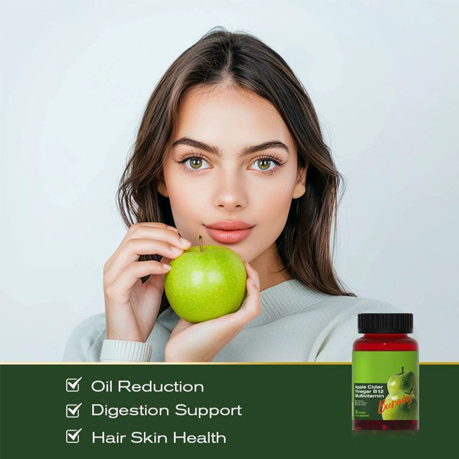 Apple Cider Vinegar Gummies with Vitamin B12 - Supports Energy, Gut Health, Digestion, Detox & Cleansing