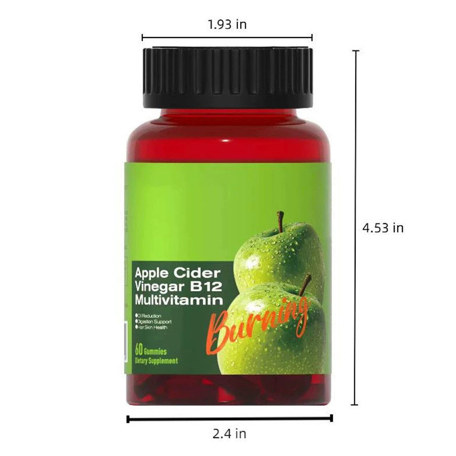 Apple Cider Vinegar Gummies with Vitamin B12 - Supports Energy, Gut Health, Digestion, Detox & Cleansing