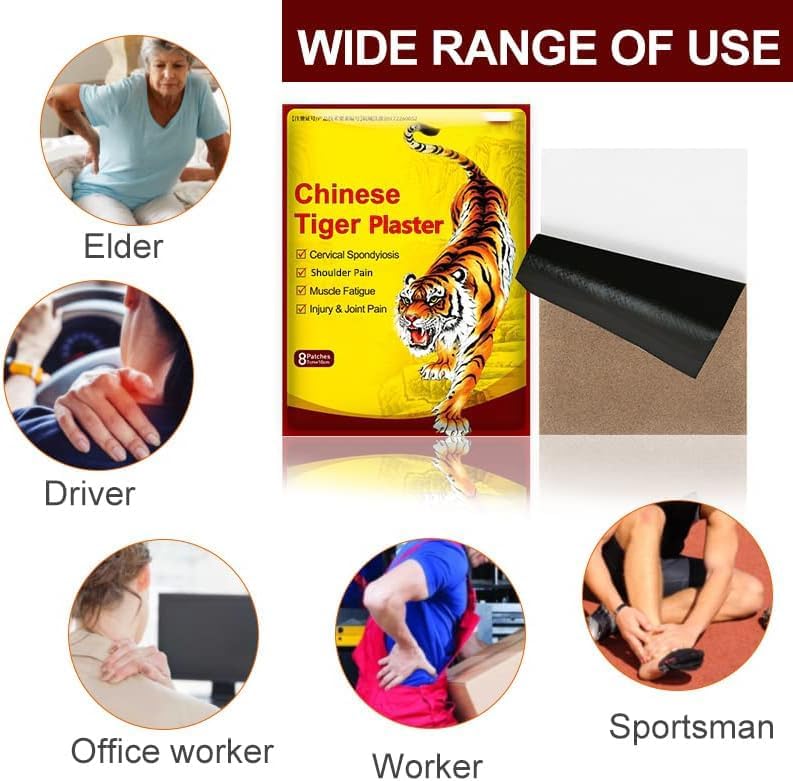 80Pcs Chinese Herbal Tiger Pain Patches β Natural Relief for Arthritis, Joint, Muscle & Back Pain β 8 Packs