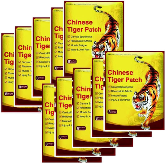 80Pcs Chinese Herbal Tiger Pain Patches – Natural Relief for Arthritis, Joint, Muscle & Back Pain – 8 Packs